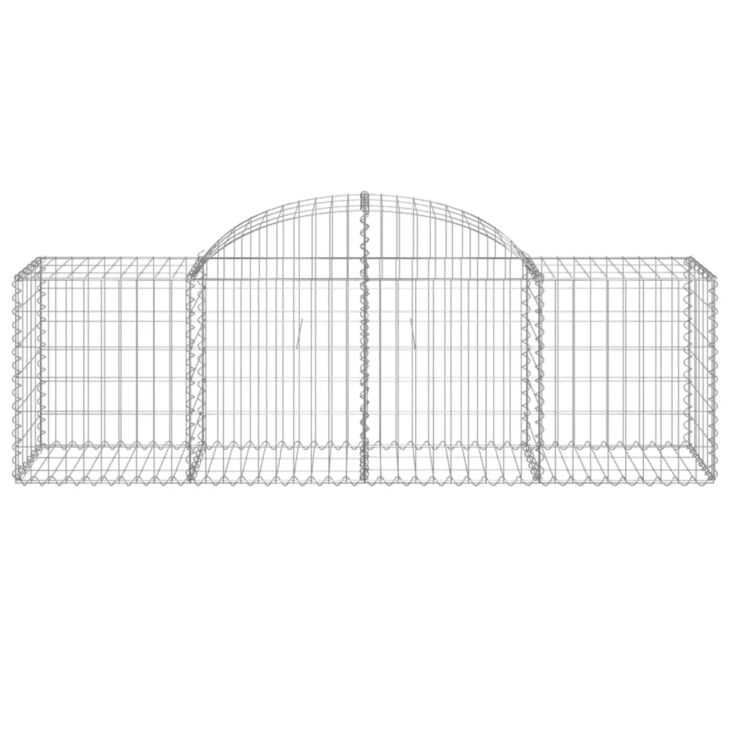Cestini gabbioni recinzione a gabbia muro di contenimento ad arco 5 pezzi 200 x 50 x 60/80 cm ferro zincato argento 02_0040900