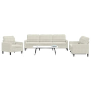 Set di Divani 3 pz con Cuscini Crema in Velluto