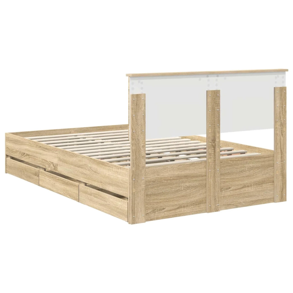 Struttura del letto con cassetto Rovere Sonoma 120 x 190 cm 3408000