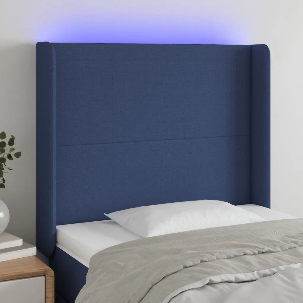 Testiera | Testata a LED Blu 103x16x118/128 cm in Tessuto