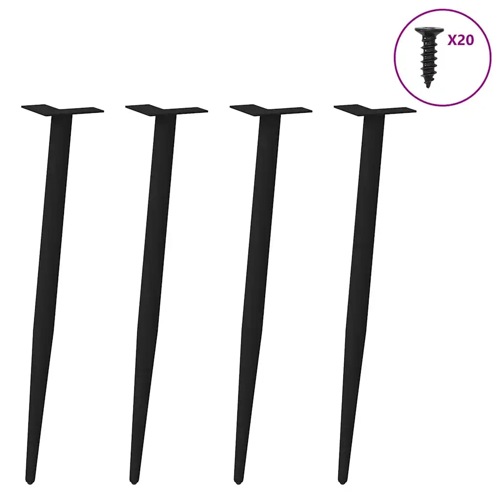 Gambe per Tavolo Consolle Forma Conica 4 pz Nere 72-73 cm Acciaio 4012516