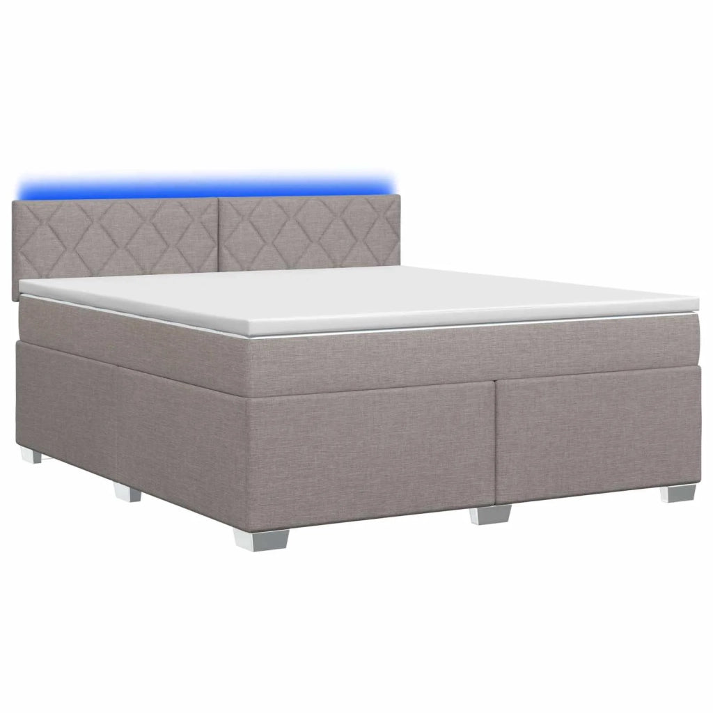 Letto con Box Spring, Materasso e LED Tortora 140 x 190 cm 3451949