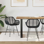 Sedia da pranzo 2 pcs Rattan e Ferro Nero 55 x 50 x 74 cm