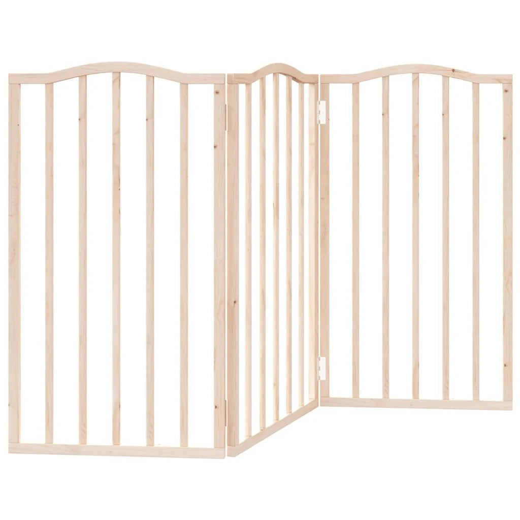 Cancelletto di sicurezza pieghevole a 3 pannelli per cani 150 cm legno di pioppo marrone 02_0023077