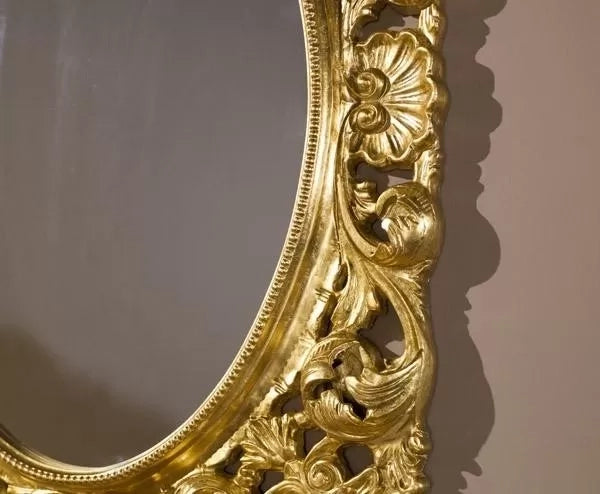 Mobili2g - specchiera in foglia oro ovale- rettangolare-traforata misure: 73 x 95 x 6