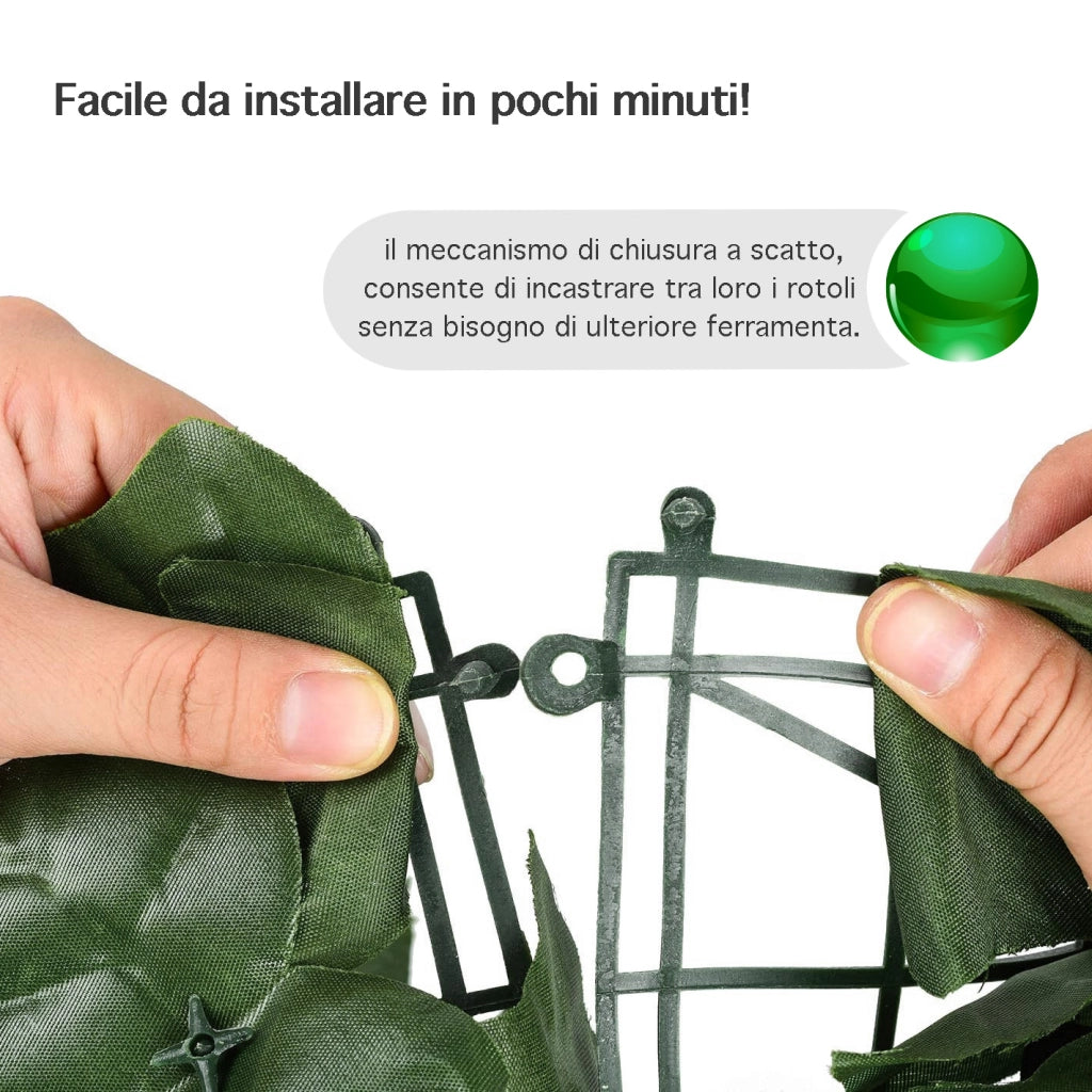 Siepe Artificiale Edera Finta Sempreverde Sintetica Anticaduta Frangivista Frangivento Ringhiera Terrazzo Balcone Giardino diverse Misure - Verde - 1x5Mt