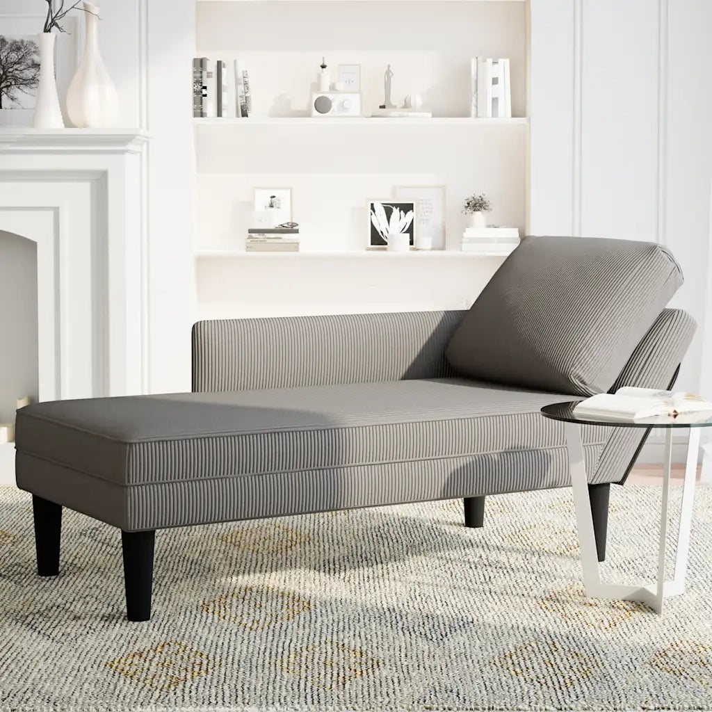 Sdraio con Cuscino Destro in Velluto a Coste Grigio Chiaro CFW2674701