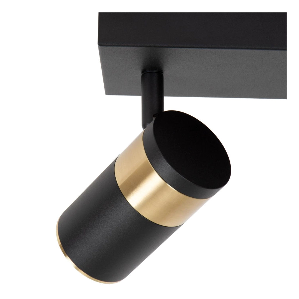 Faretto soffitto rettangolare 2xGU10 nero/oro GORIK Lucide