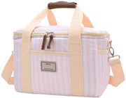Borsa a Isolamento Termico 15L/29L Grande Capacità Borsa a Lattine Portatile con Cinghia Regolabile per Scuola Ufficio Picnic (15L, Strisce A-Rosso)