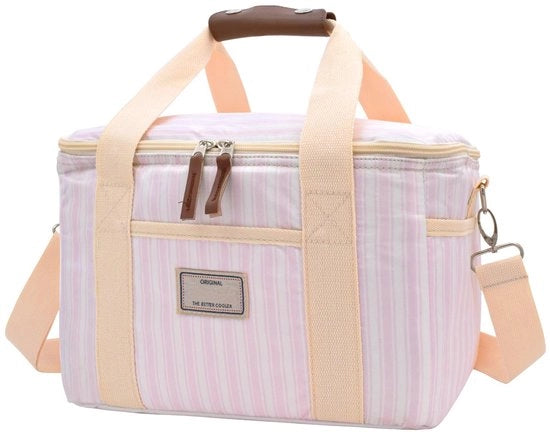 Borsa a Isolamento Termico 15L/29L Grande Capacità Borsa a Lattine Portatile con Cinghia Regolabile per Scuola Ufficio Picnic (15L, Strisce A-Rosso)