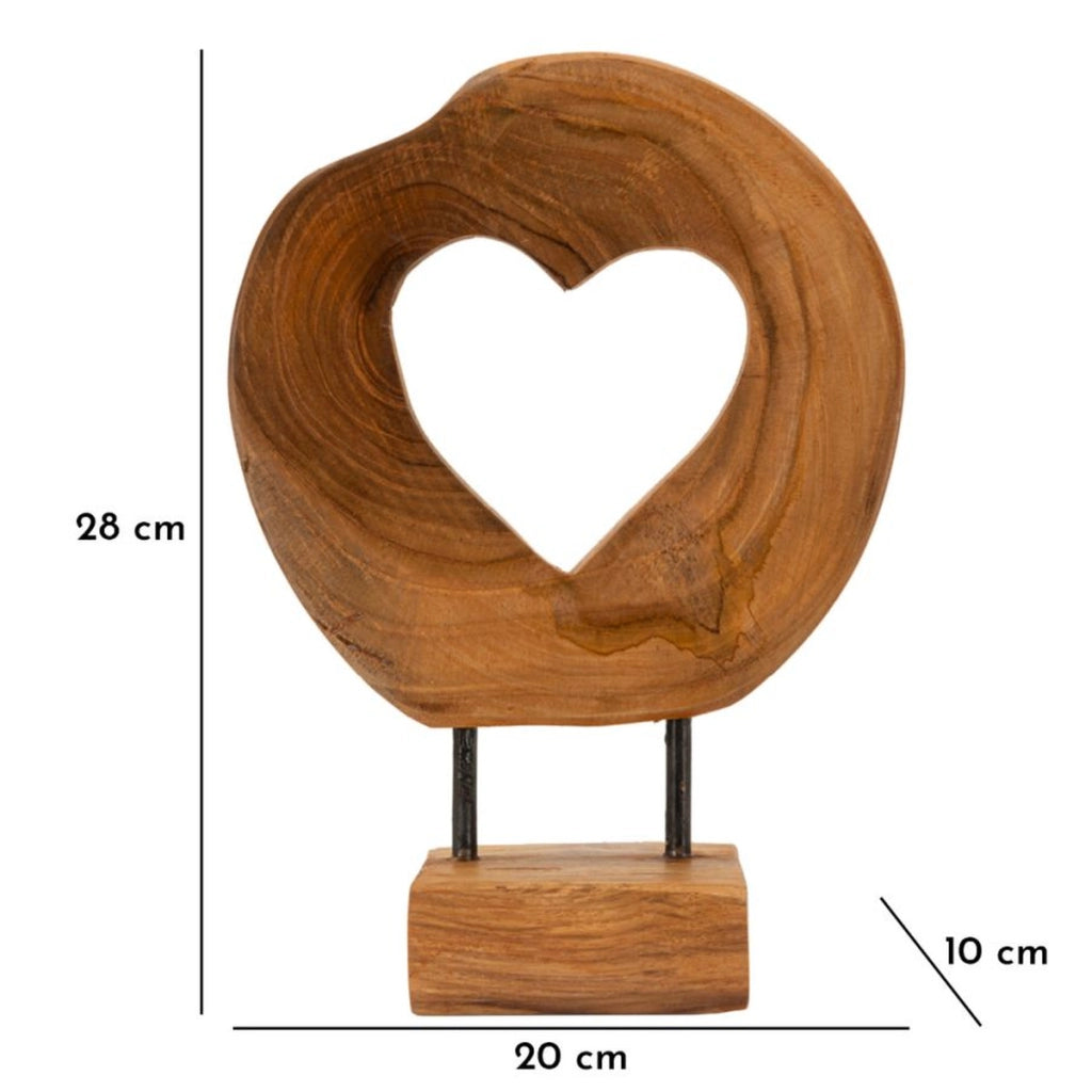 Scultura Cuore 8, Marrone, Legno, 20x10x28 cm