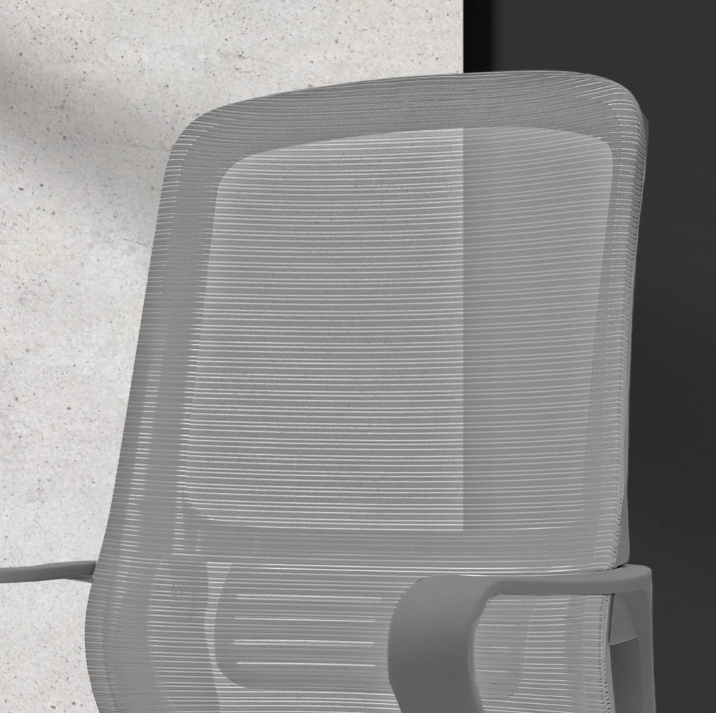 Sedia studio Hispanohogar regolabile in altezza tessuto e rete grigio 109x59x56