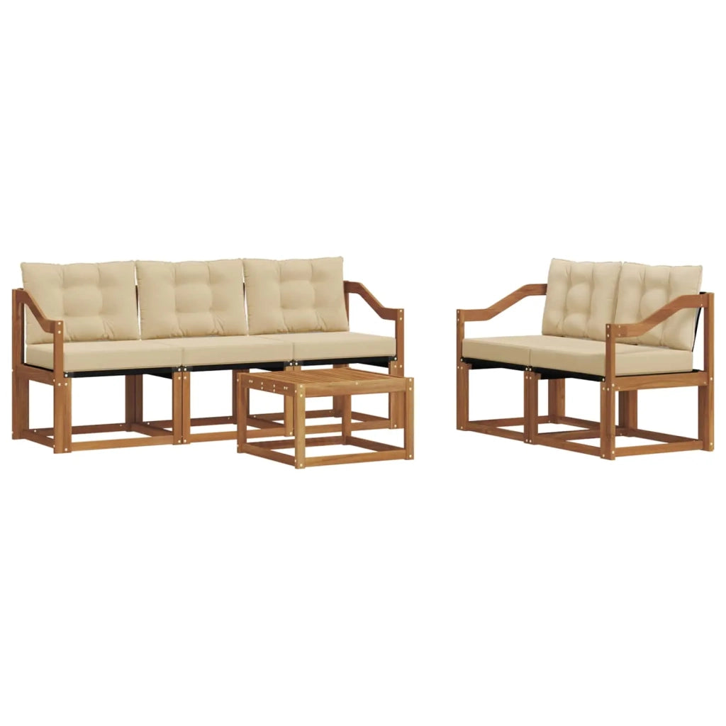Set di divani da esterno con cuscino 6 pcs Naturale e Beige