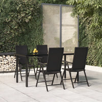 Set da Pranzo da Giardino 5 pz Nero in Polyrattan cod mxl 40933