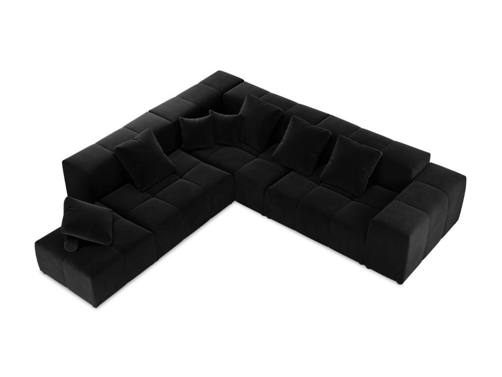 Cosmopolitan Design - Divano angolare modulare reversibile "Rome" 7 posti in velluto nero 
