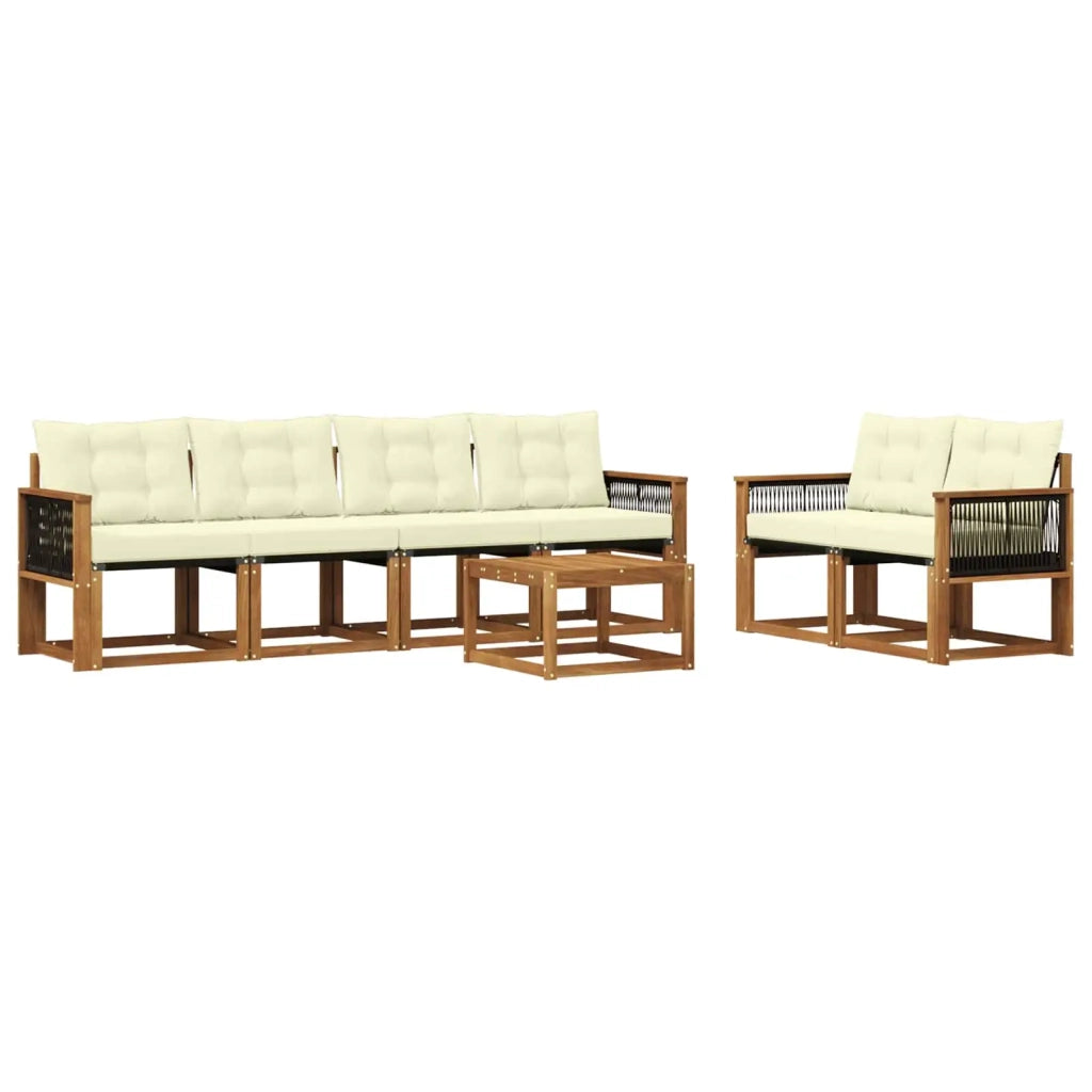 Set di divani da esterno 7 pz Naturale e Crema 3381790