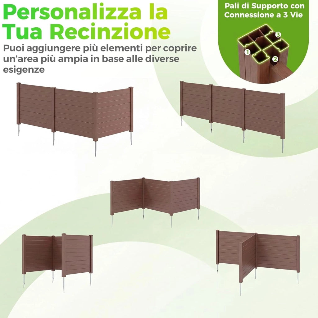 Recinzione da Giardino con 3 Pannelli e 4 Pali di Metallo Zincato | Schermo Privacy da Esterno Modulare per Copribidone e Condizionatore d'Aria