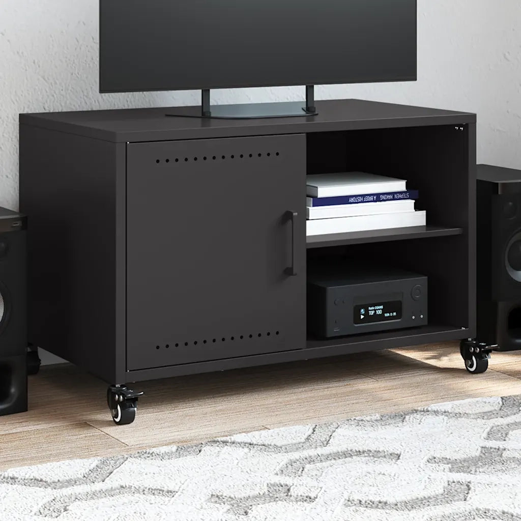 Mobile TV-Credenza per TV-Console TV Nero 68x39x43,5 cm in Acciaio 265505