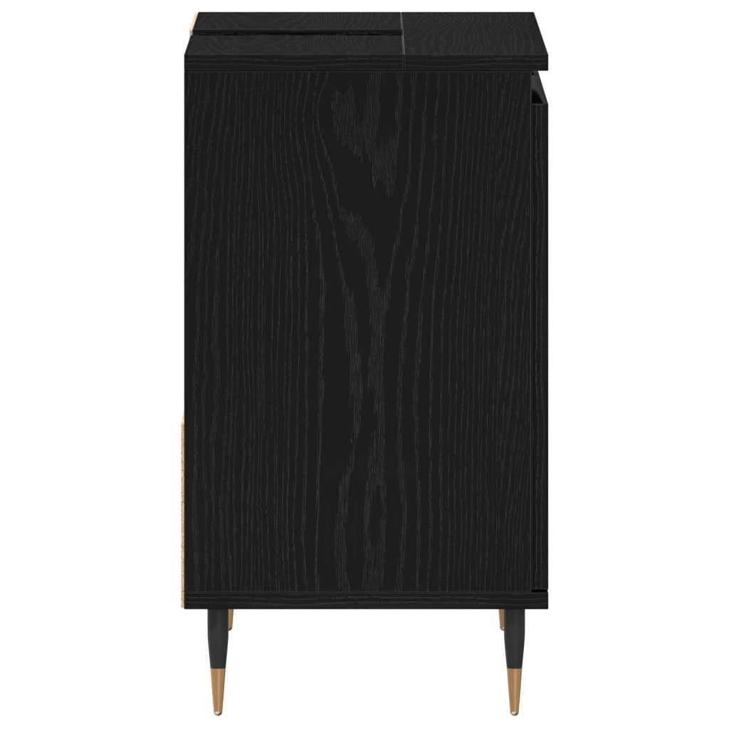 Mobile Bagno  Nero Rovere 65x33x60 cm Legno ingegnerizzato