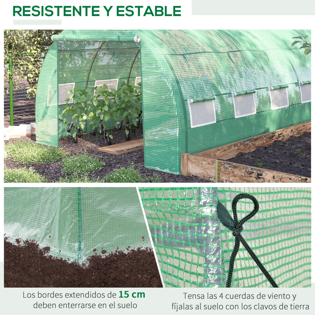 Serra da Giardino Tunnel 4x3x2 m con Porta e 8 Finestre ¨C zephmum ¨C Verde