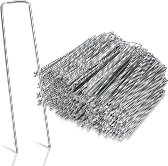 500 Stuks - 15x2.5cm - Anker per terra in acciaio zincato - Ø2.8mm - Muffa - per fissaggio di telo di protezione, telo di giardino, recinzione, erba sintetica, coperture - anker terra a U stabile
