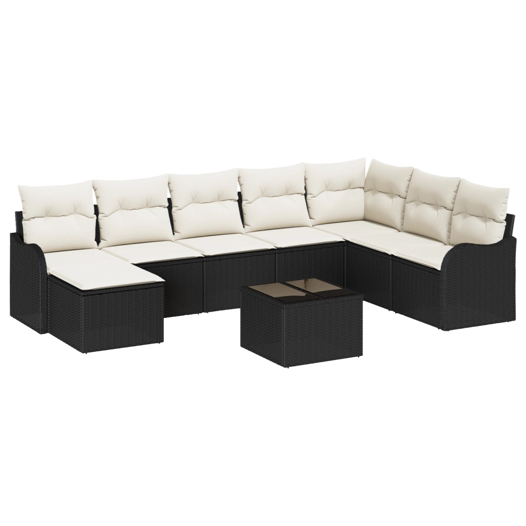 Set Divano da Giardino 8 Pezzi con Cuscini Rattan Poliarella Marrone