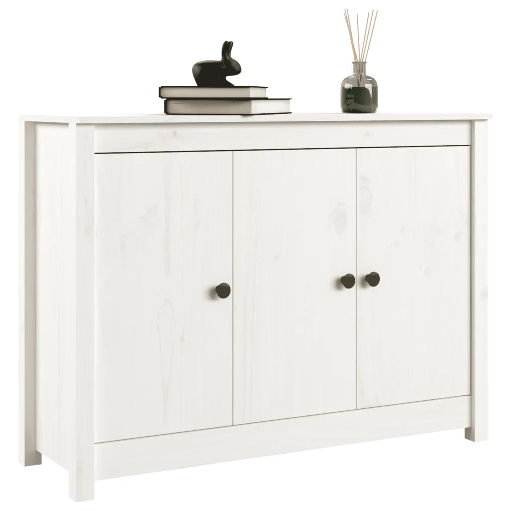 Credenza Bianca 100x35x74 cm in Legno Massello di Pino