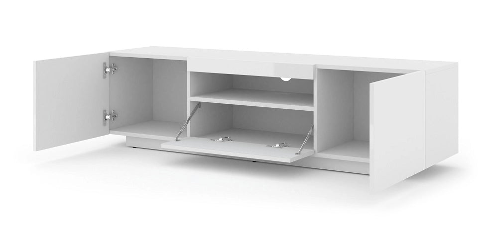 Mobile TV sospeso o a terra 150x42/36x37 Cm STAND AURA Bianco lucido