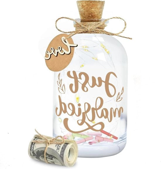 Luce a led decorativa in bottiglia di vetro con tappo di gomma - regalo di nozze per la sposa e lo sposo - bottiglia di desideri per la famiglia e l'amica - San Valentino, compleanni, Natale