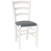 Sedia legno venezia bianco con seduta in similpelle grigio antracite
