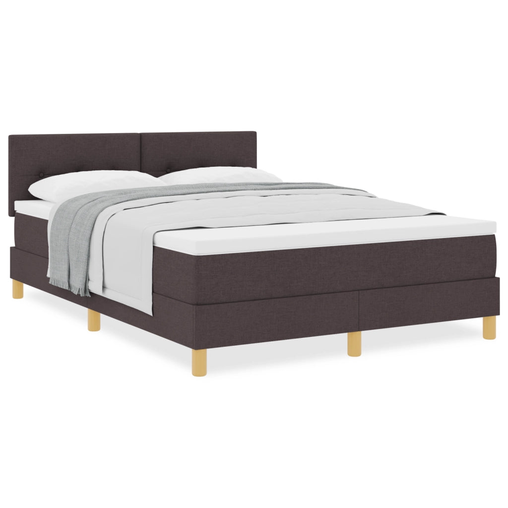 Letto con Box Spring e Materasso Marrone Scuro 160x200 cm Tessuto