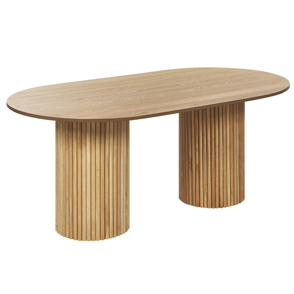 Tavolo da pranzo in legno di frassino naturale, piano in MDF, gambe in legno di gomma 180 x 100 cm Stile rustico moderno