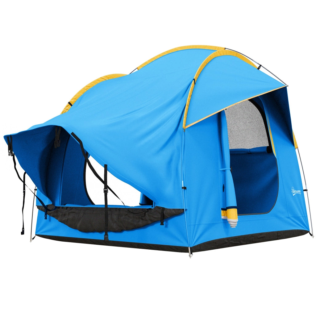 Tenda da campeggio 3 porte ¨C zephmum ¨C 239x210x210 cm, arancione e blu