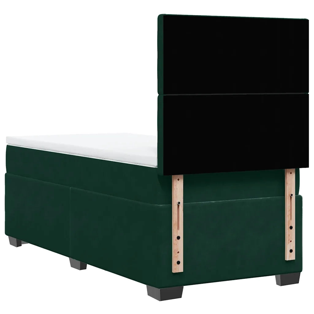 Giroletto a Molle con Materasso Verde Scuro 90x190 cm Velluto