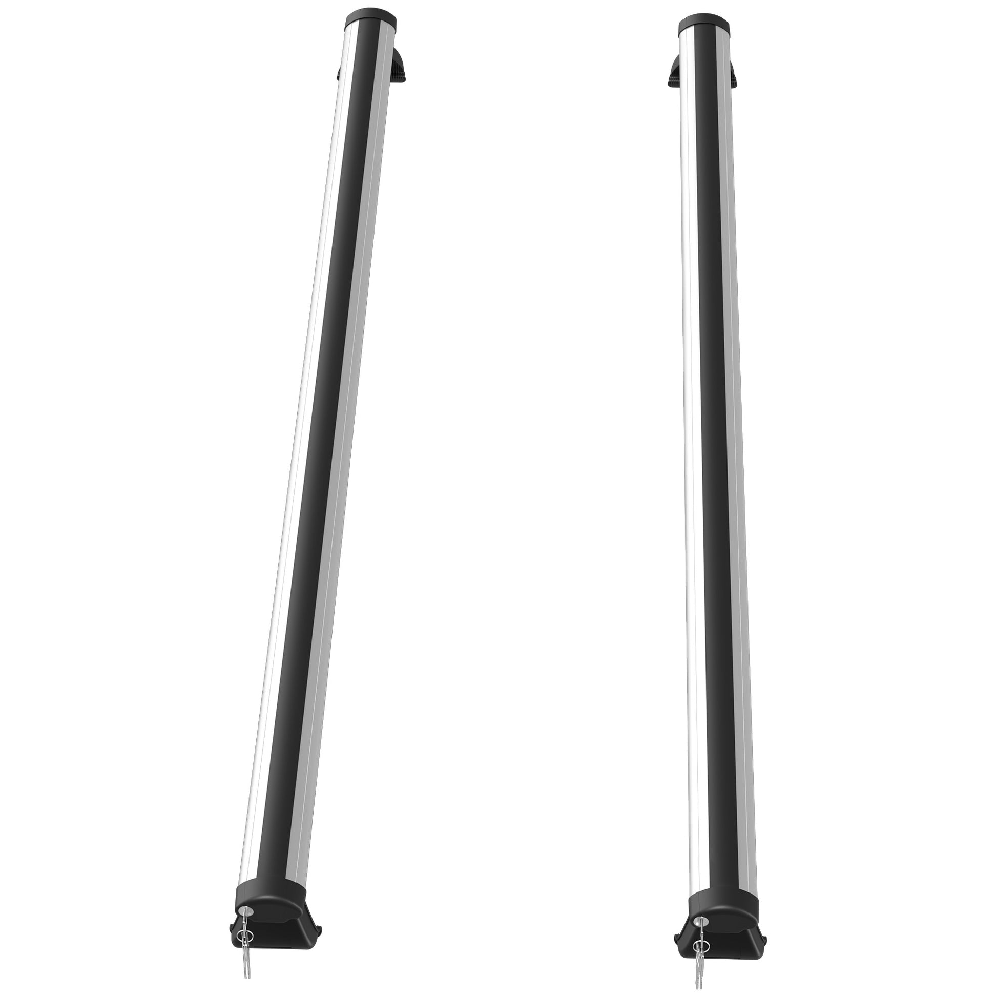 Barre Portatutto per Auto 135,3x5,7x7 cm Portata da 75 kg con Blocco e Chiavi di Sicurezza in Alluminio e ABS Argento