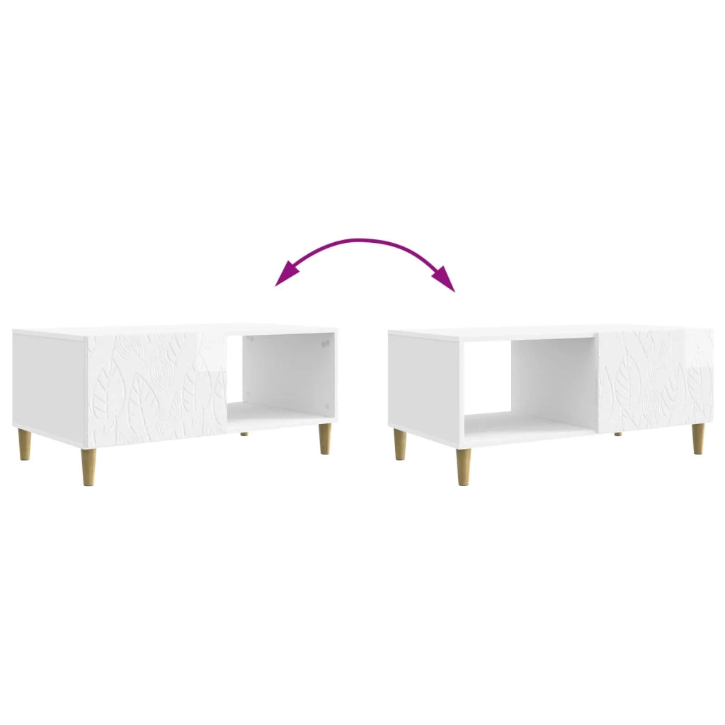 Tavolino da salotto Bianco Lucido 90 x 50 x 40 cm 895189