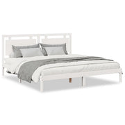 Letto matrimoniale | Letto per adulti | Giroletto Extra Lungo senza Materasso Bianco 200x210cm Massello