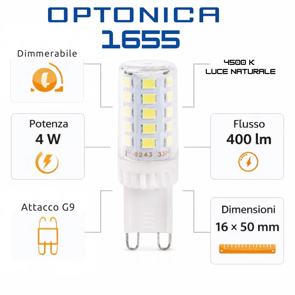 Lampadina led g9 4w dimmerabile per illuminazione interni *** temperatura colore lampada 4500k bianco naturale, confe...