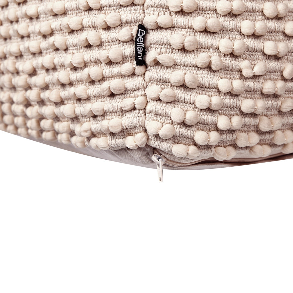 Pouf ottomana intrecciata a mano in cotone tortora 50 x 50 x 35 cm soggiorno camera da letto