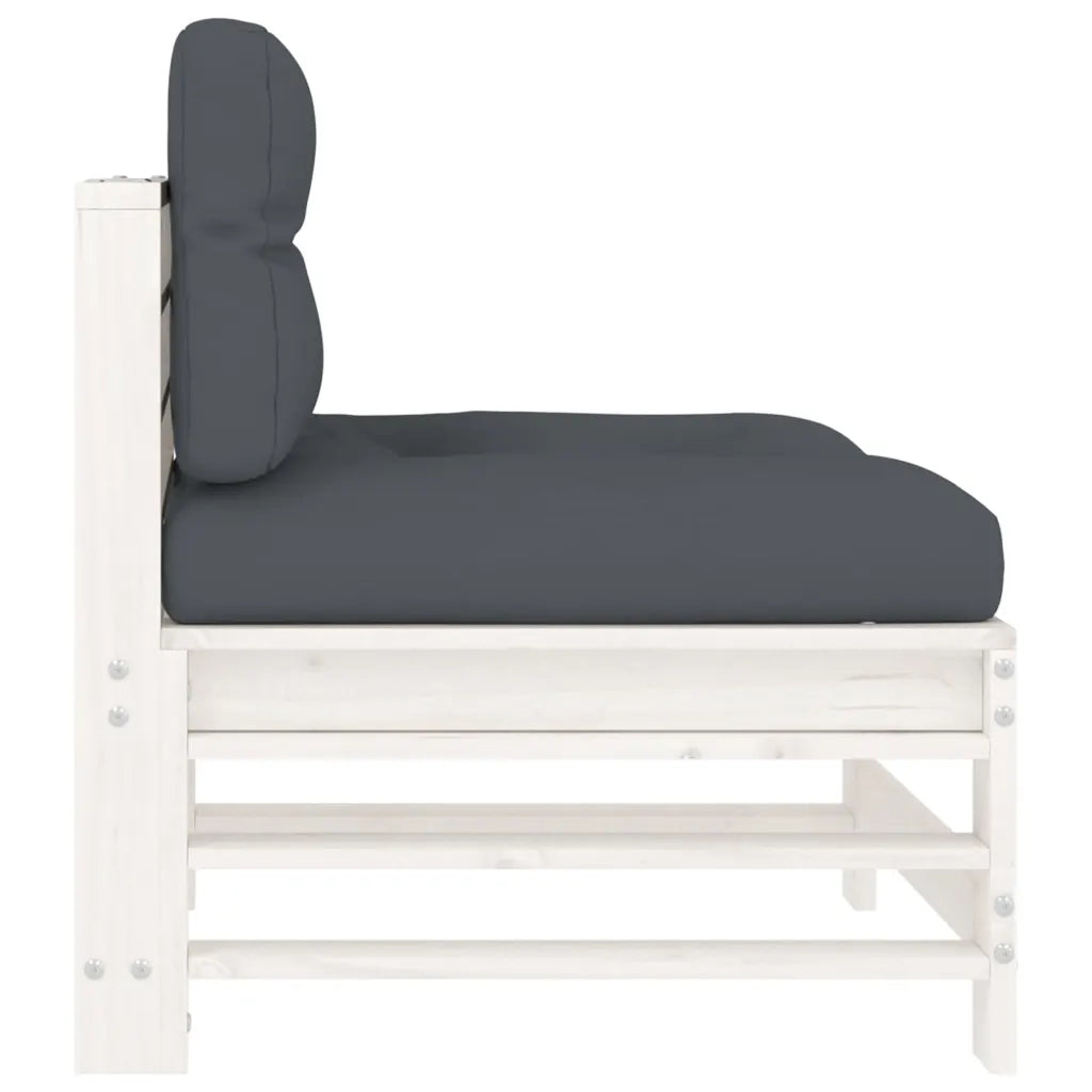 Divano componibile-Divani Centrali con Cuscini 2 pz Legno Massello di Pino Bianco 248160