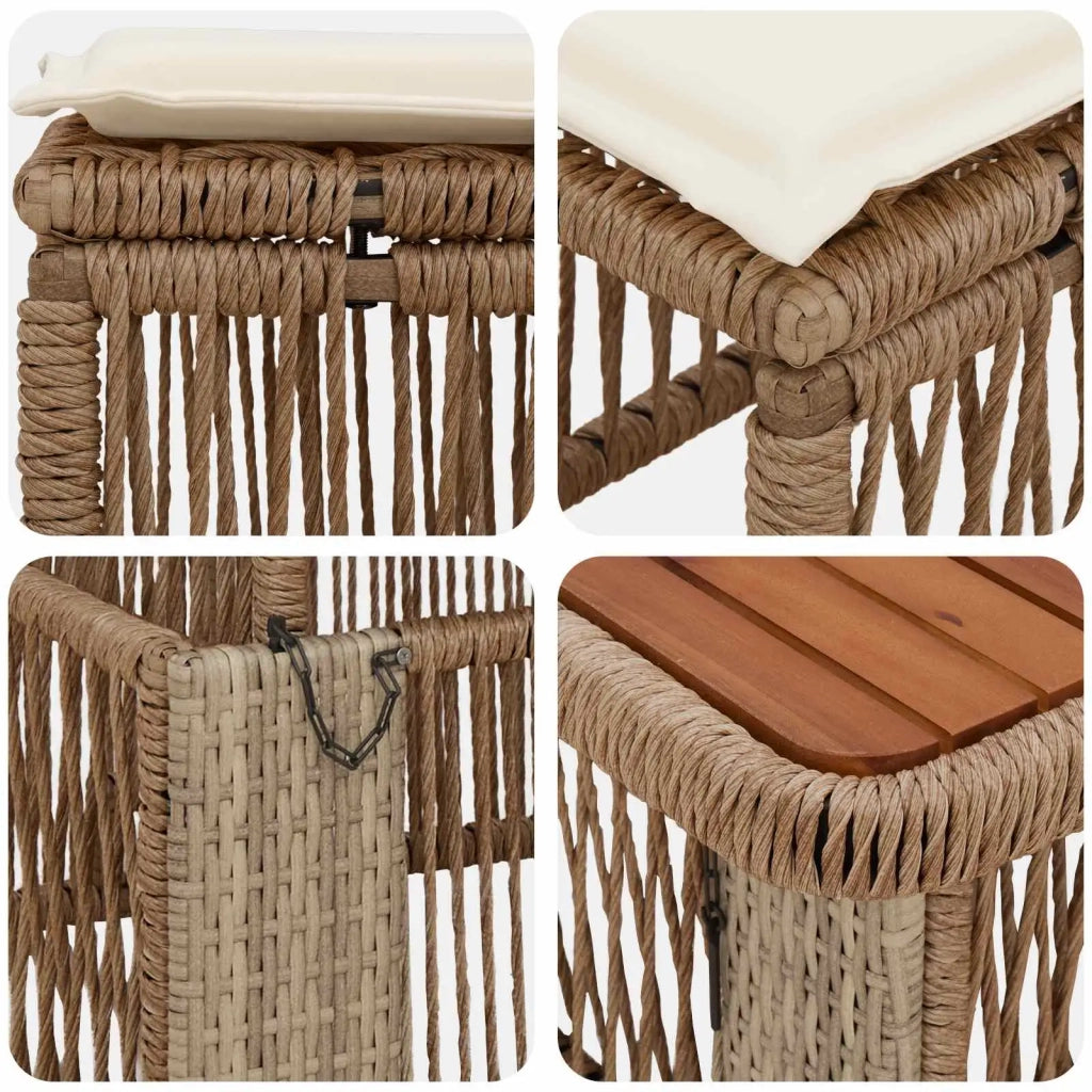 Set da Pranzo per Giardino 3 pz Beige e Crema polyrattan 42026752
