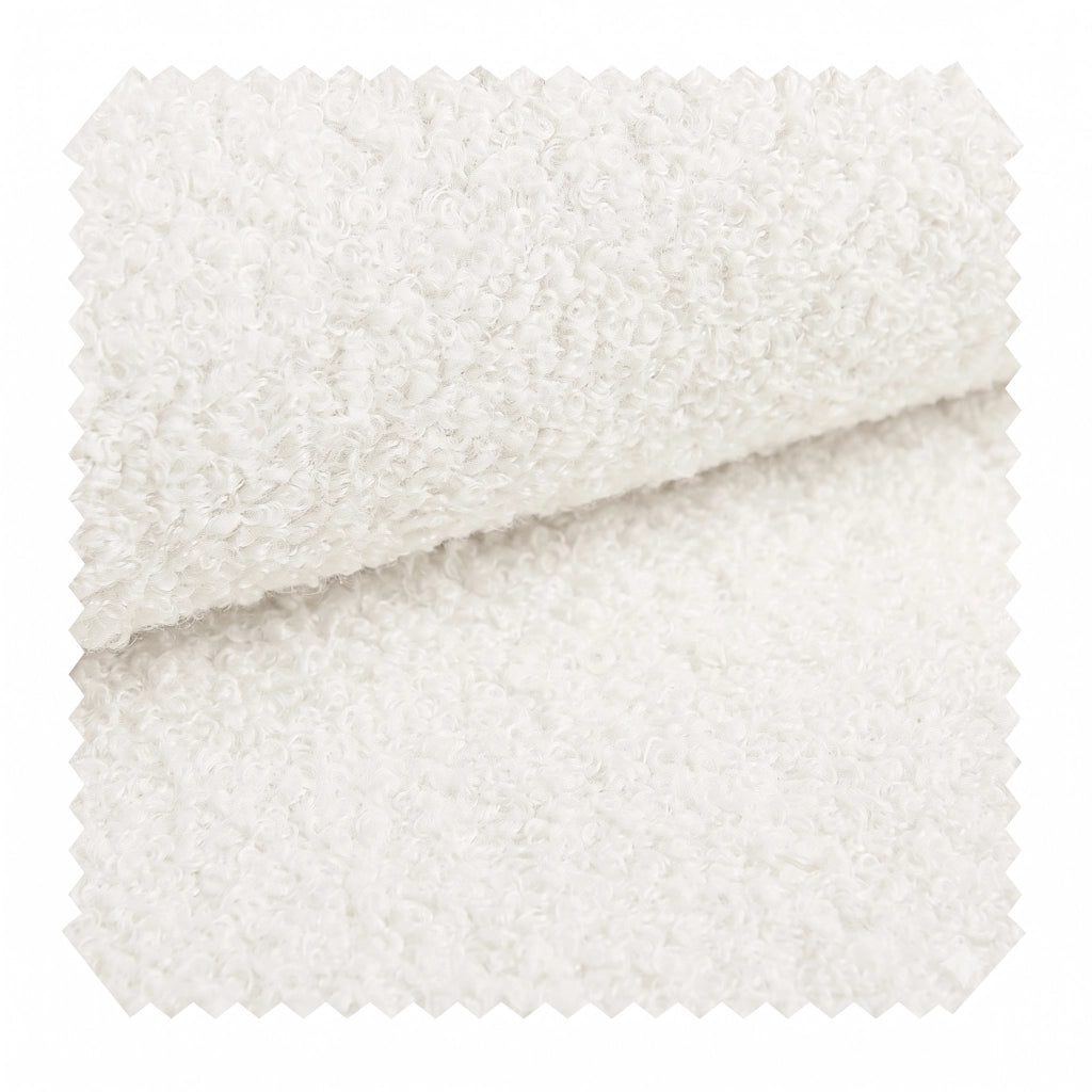 Panca contenitore 186 × 47 × 61 cm con vano idraulico e soft-close, senza materasso, in chenille bouclé, bianco