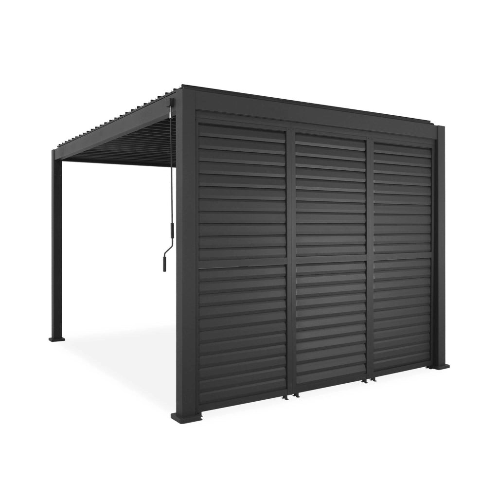 Pergola bioclimatica 3x4m in alluminio + 3 persiane 1m lamelle