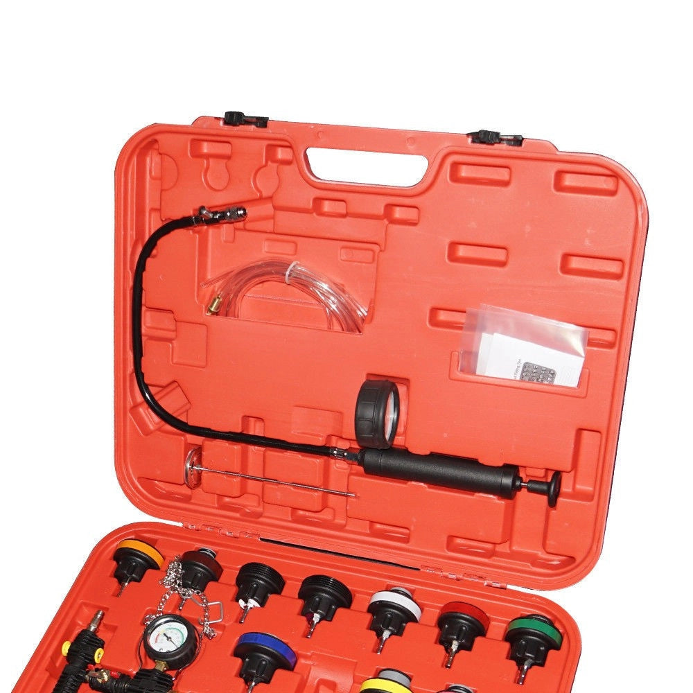 Trade Shop - Kit Tester Di Pressione Spurgo Prova Ricarica Radiatore Test Universale 27 Pezzi -