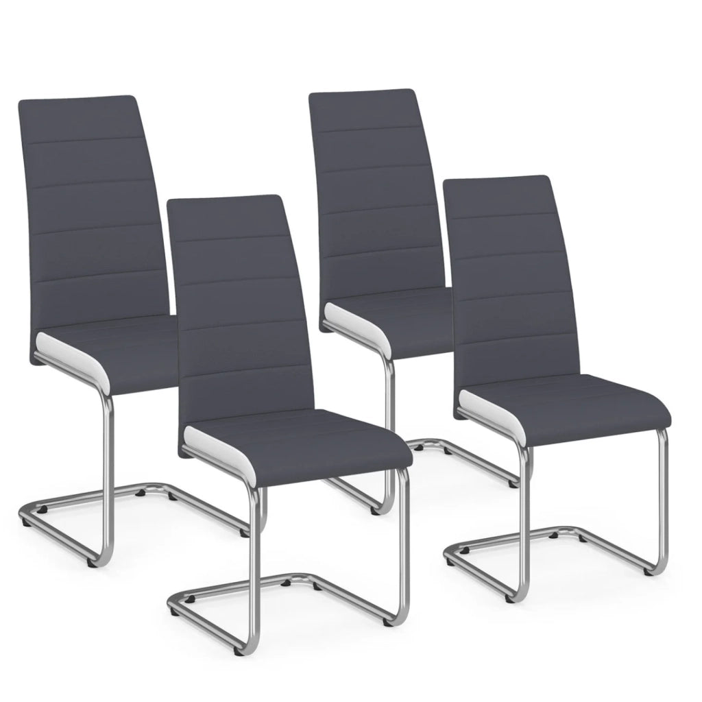IDMarket - Set di 4 sedie da pranzo grigie con fascia bianca per la sala da pranzo MIA