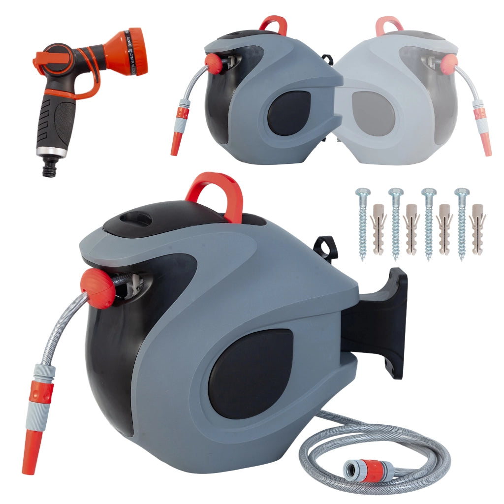 Avvolgitubo automatico da parete 30 m con ugello a 9 getti e supporto orientabile 180°