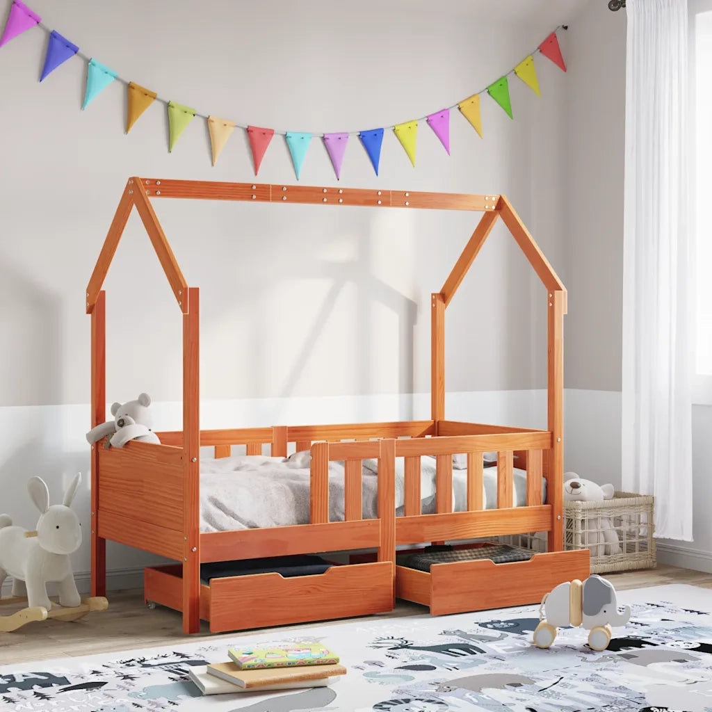 Giroletto Bambini | Letto Infantile | Lettino con Cassetti 70x140 cm Legno Massello di Pino