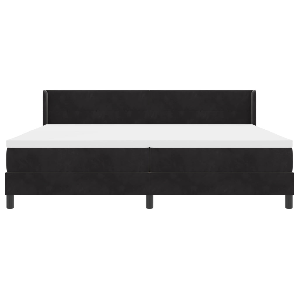 Letto Box Spring  con Materasso Nero 200x200 cm Velluto
