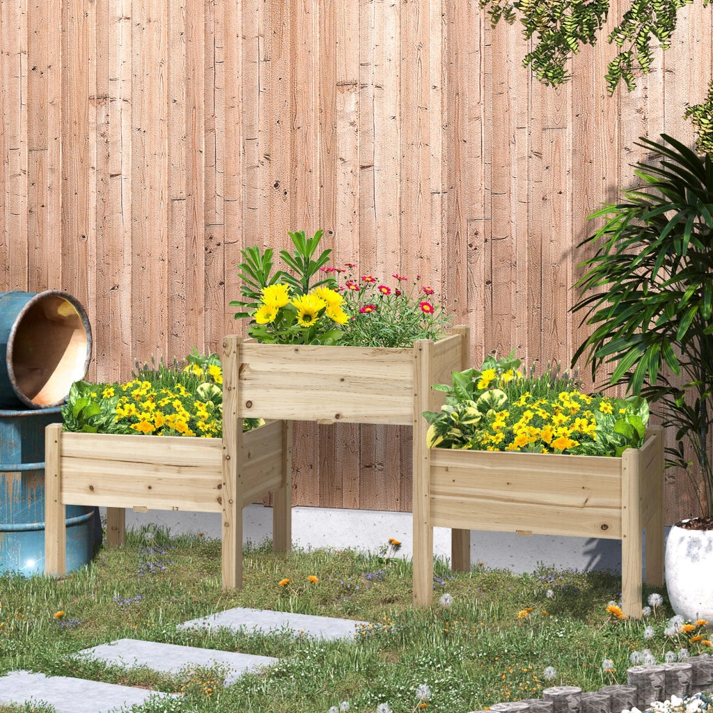 Fioriera da Giardino a 2 Livelli ¨C Zephmum ¨C Legno di Pino 184x45x80 cm