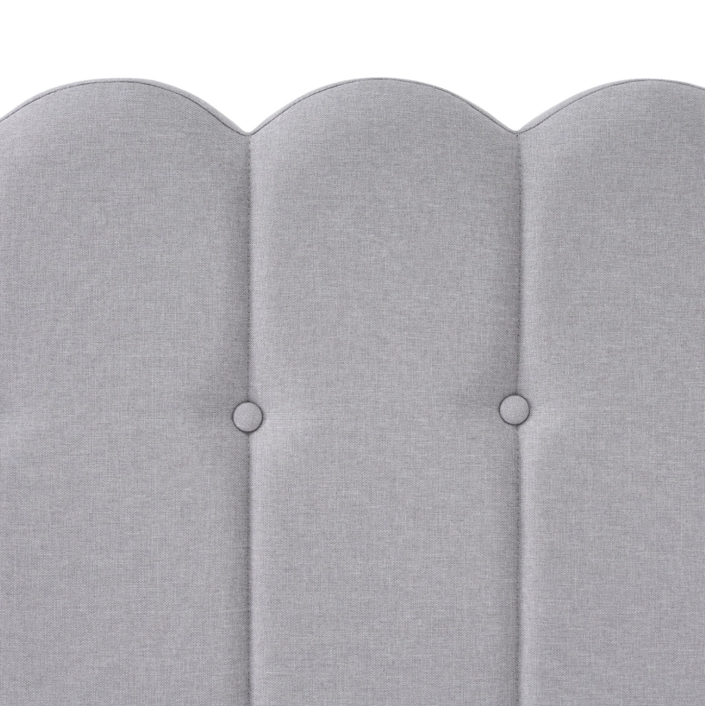 Letto imbottito 90x200 cm in tessuto effetto lino grigio con USB e Type-C